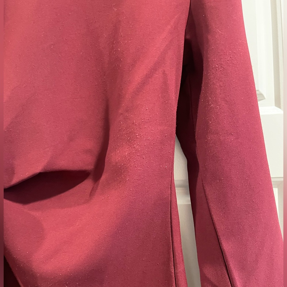 Maroon cap-sleeve front tie blouse - Picture 3 of 5